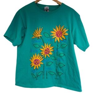 #43. 90s Vintage Teal Flower shirt size L